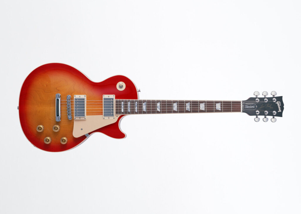 Gibson Les Paul electric guitar in cherry sunburst color.