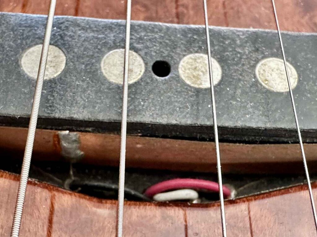 Wires of a Tom Anderson single coil pickup.