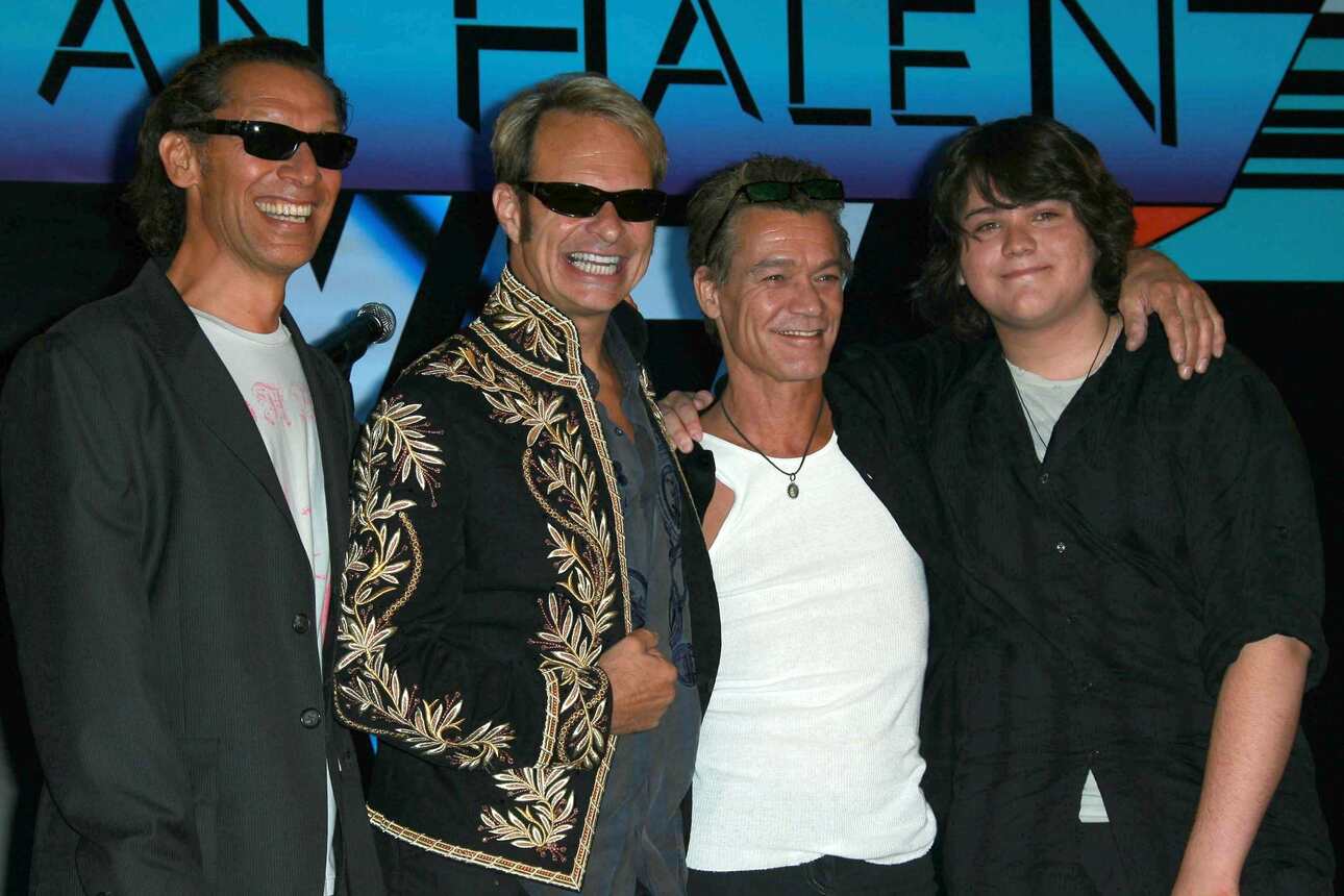 The band Van Halen during a press conference in 2007 with Wolfgang Van Halen on the right.