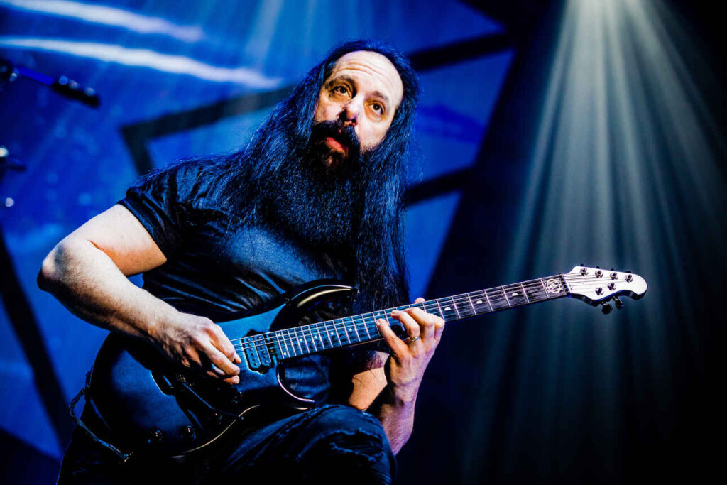 John Petrucci playing live in Amsterdam at AFAS Live in 2020.