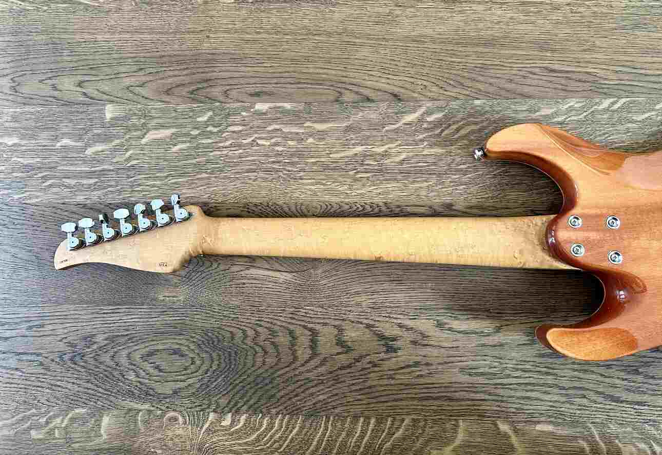Backside of the guitar neck of Suhr Modern 7 string model.